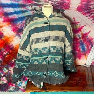 New York Girl NYG Southwestern Aztec Flannel Coat Green XL Navajo Vintage